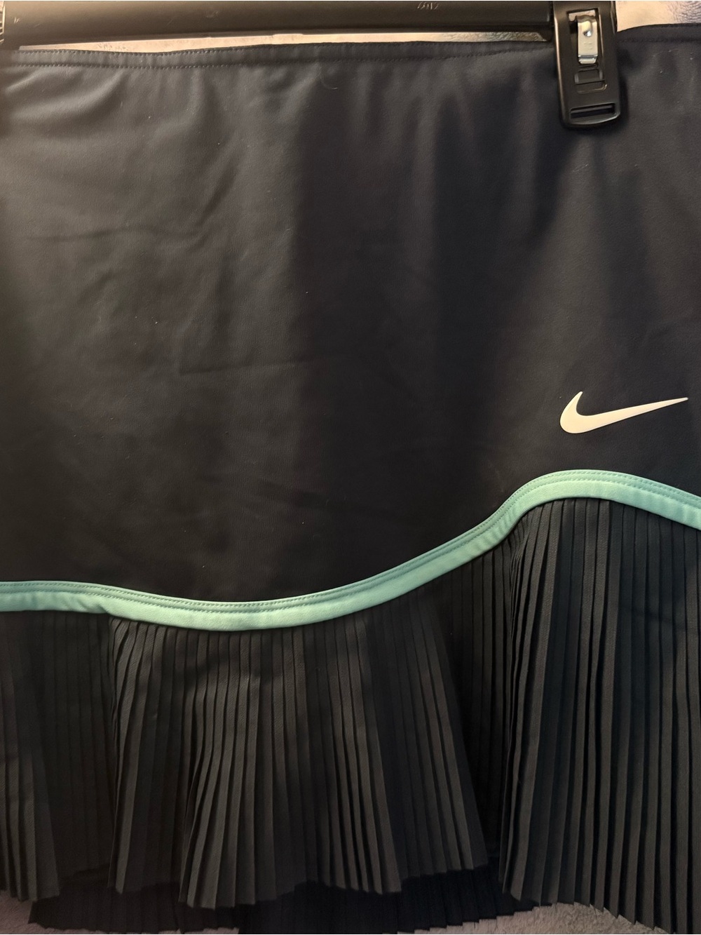 Nike Black Skirt with Teal Trim and Pleated Hem